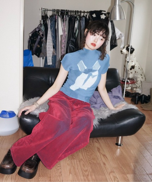musubore 「musubore」 加工デニムパンツ 1 レッド レディース