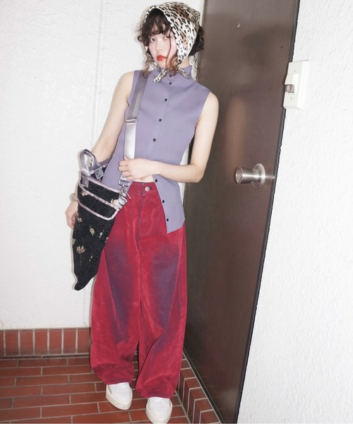 musubore デニムパンツ musubore 「musubore」 加工デニムパンツ 1 レッド レディース