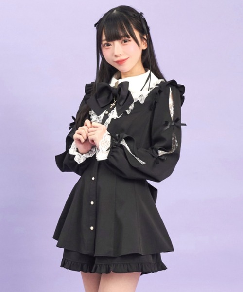 Secret Honey セットアップ 袖スリットレースフリルセットアップ Secret Honey セットアップ 袖スリットレースフリルセットアップ