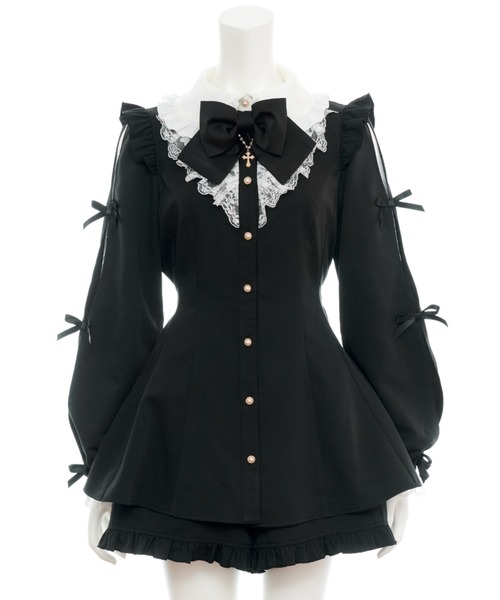Secret Honey セットアップ 袖スリットレースフリルセットアップ Secret Honey セットアップ 袖スリットレースフリルセットアップ