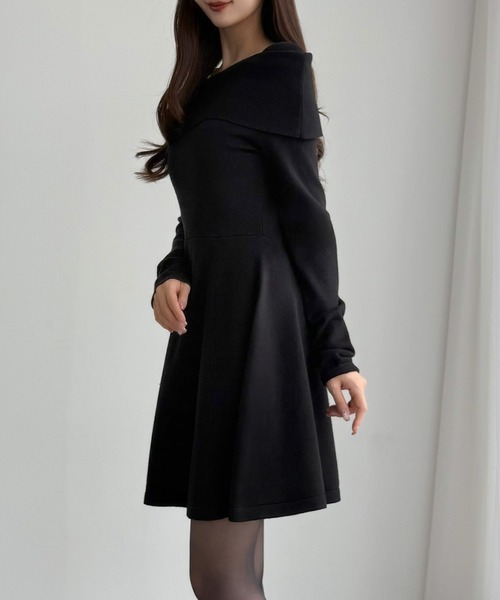 CENEA（セネア） ワンピース オフショル風スクエアネックミニニット