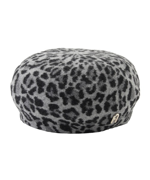 FURLA（フルラ） 帽子 ベレー帽 バスクベレー帽 ”レオパード” ロゴ