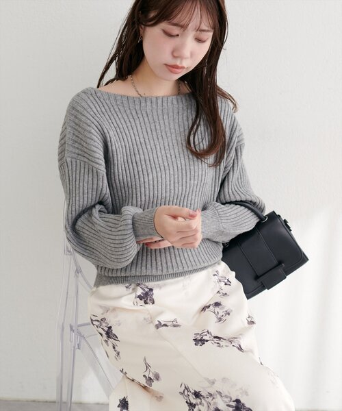 natural couture ニット セーター もちもちワイドリブぽわ袖ニット