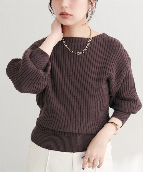 なし出品 natural couture ニット セーター もちもちワイドリブぽわ袖ニット