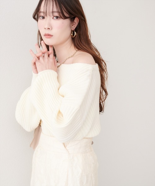 natural couture ニット セーター もちもちワイドリブぽわ袖ニット