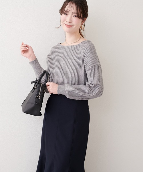 美品✨conte コンテ NVL ワイドリブ ニット グレー スパンコール ワイドリブ ニット（KRWOCW0559） | 23区