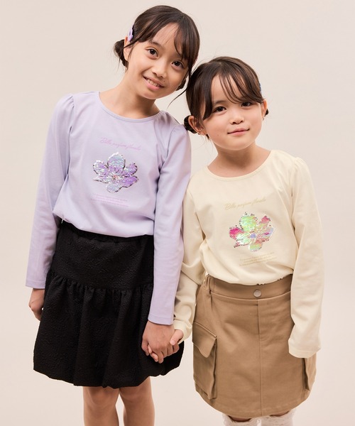 N 子供服、レディース  ANY（エニィ） tシャツ ミラクルスパンコール長袖Tシャツ キッズ 子供
