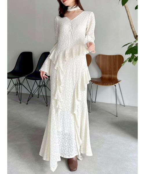 完売　新品　レースワンピース dazzlin（ダズリン） ワンピース アシメフリルレースワンピース