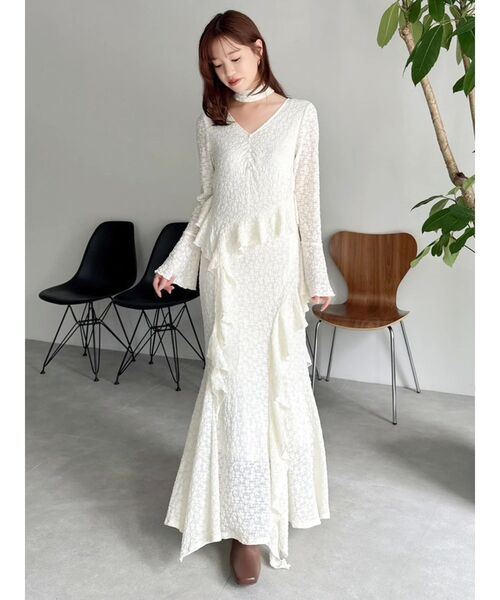 dazzlin（ダズリン） ワンピース アシメフリルレースワンピース
