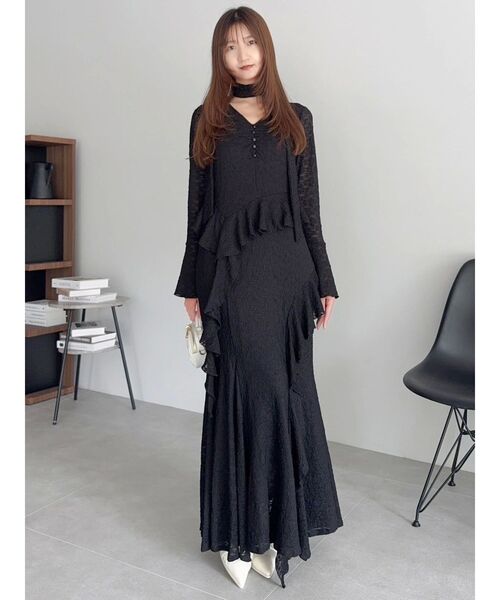 dazzlin（ダズリン） ワンピース アシメフリルレースワンピース