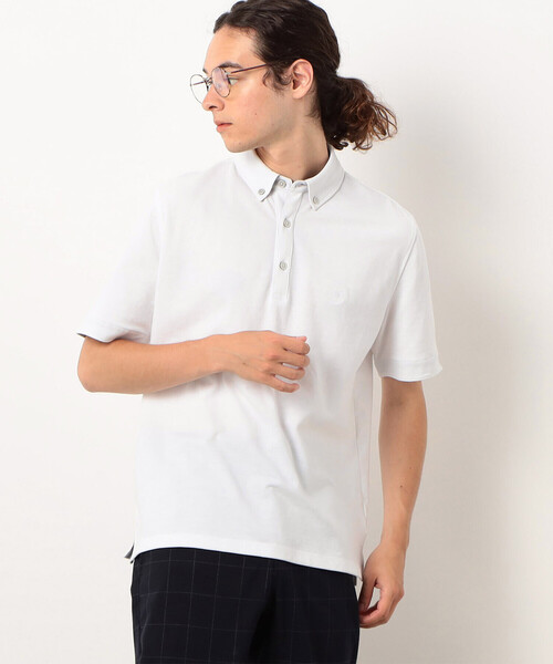 「COMME CA COMMUNE」 半袖ポロシャツ M ホワイト メンズ_画像3