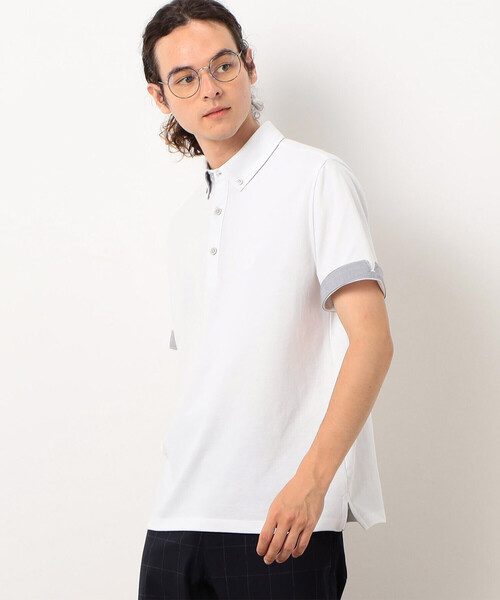 「COMME CA COMMUNE」 半袖ポロシャツ M ホワイト メンズ_画像4