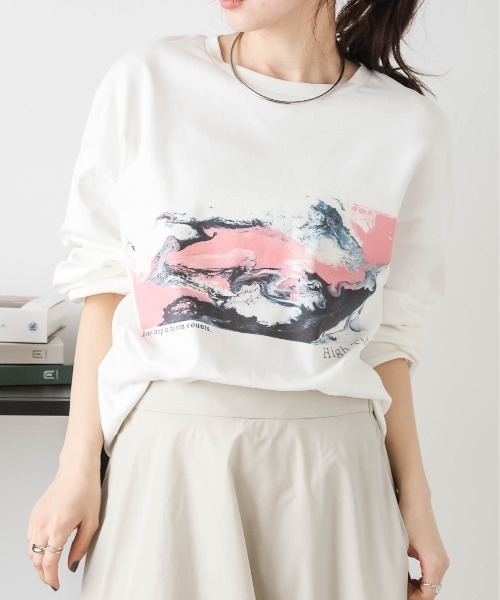 tシャツ マーブルプリントロングTシャツ レディース : ZOZOTOWN Yahoo