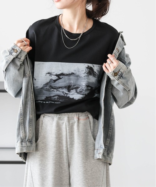 tシャツ マーブルプリントロングTシャツ レディース : ZOZOTOWN Yahoo