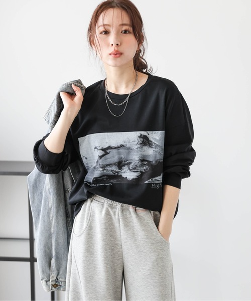 マチャット プリントロングTシャツ（グレー） マチャット プリントロングTシャツ（グレー） - メルカリ