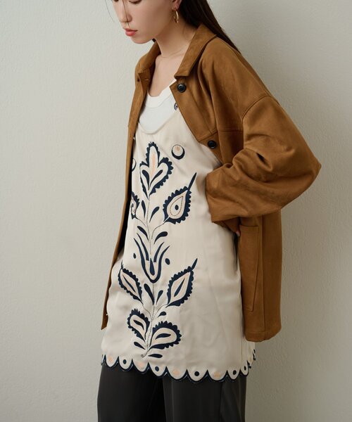 Omekashi（オメカシ） キャミソール サテン刺繍キャミチュニック