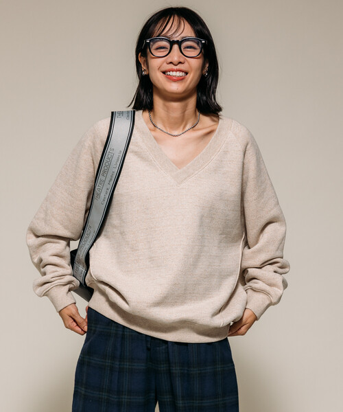 ラグランスリーブVネックプルオーバー セール】ラグランスリーブ Vネックプルオーバー（ニット/セーター