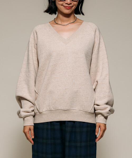 ラグランスリーブVネックプルオーバー セール】ラグランスリーブ Vネックプルオーバー（ニット/セーター
