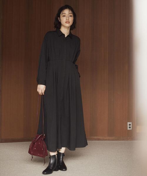 新品未使用ブラック シャツティアードワンピース 長袖 レースレディース Lace Ladies 長袖ティアードシャツワンピース