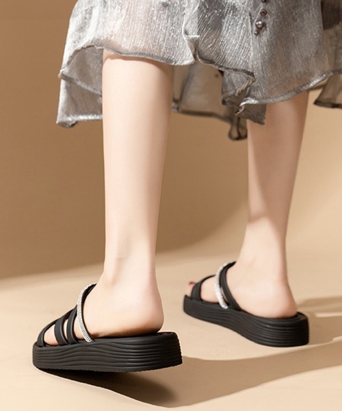 「Miniministore」 フラットサンダル 25.0cm ブラック レディース_画像5