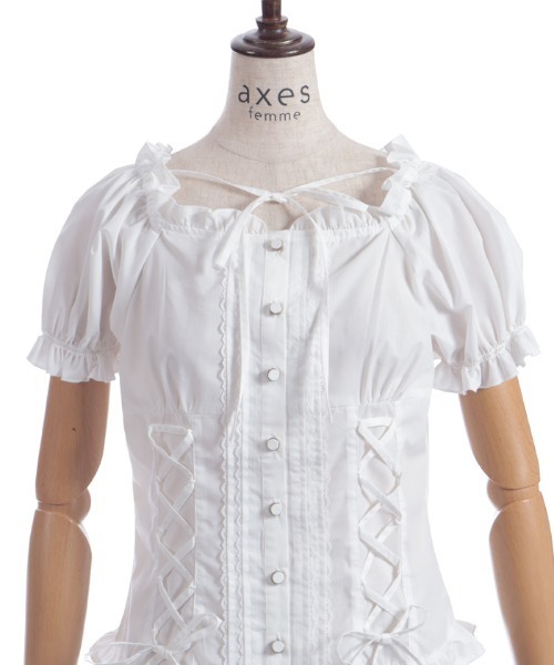 axes femme（アクシーズ ファム） ブラウス シャツ 半袖 アームカバー