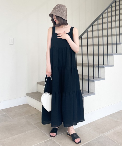 「Heather」 ノースリーブワンピース FREE ブラック レディース_画像9