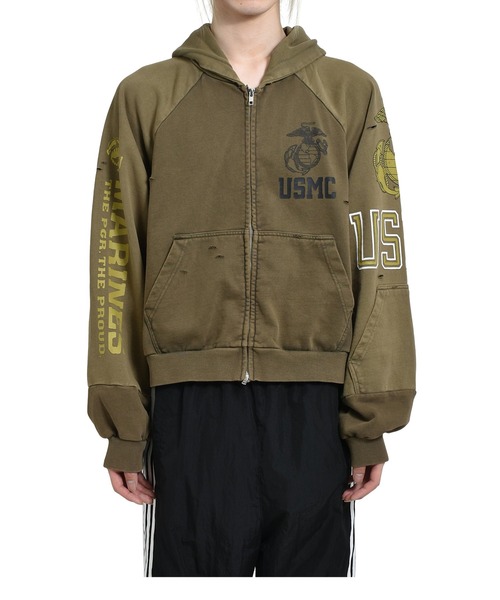 PROJECT GR パーカー RECONSTRUCTED FOLDED ZIP HOODIE メンズ