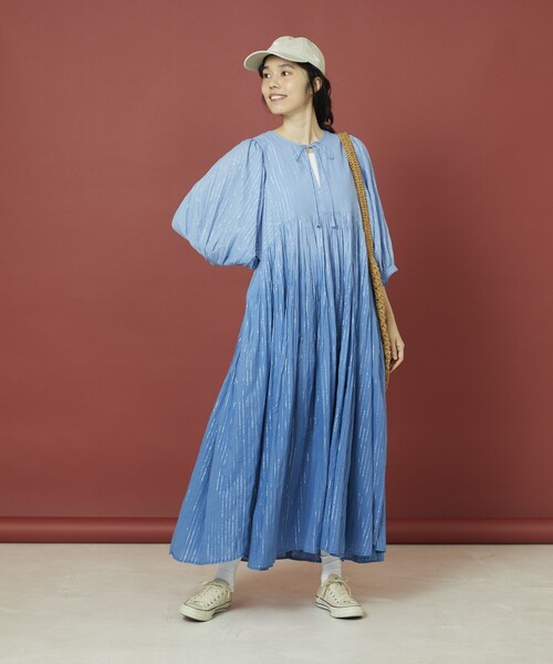 「Freada」 半袖ワンピース フリ- ブルー レディース_画像7