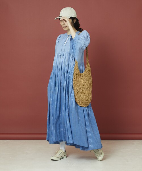 「Freada」 半袖ワンピース フリ- ブルー レディース_画像8