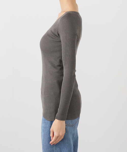 EMILY WEEK（エミリーウィーク） tシャツ シルク混リブVネックプル