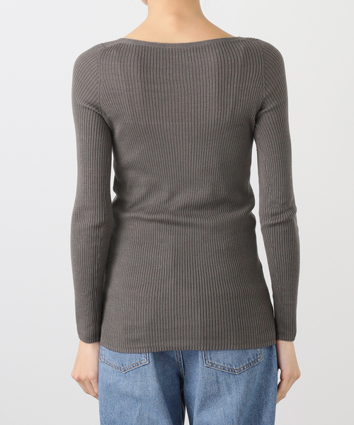 EMILY WEEK（エミリーウィーク） tシャツ シルク混リブVネックプル