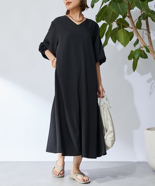 「un dix cors」 半袖ワンピース FREE ブラック レディース_画像6