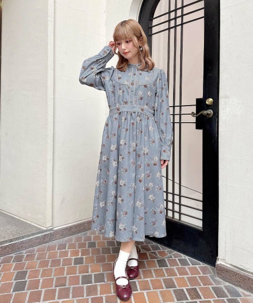 フィント（FINT）/【洗える】レース使いレトロ花柄ワンピース F i.n.t（フィント） ワンピース レース使いレトロ花柄ワンピース/fint