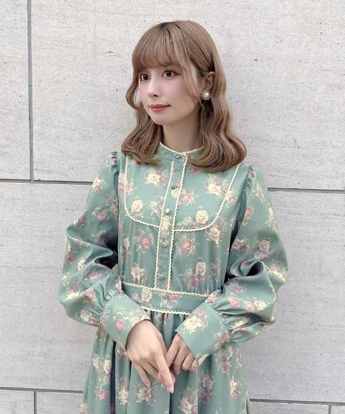 フィント（FINT）/【洗える】レース使いレトロ花柄ワンピース F i.n.t（フィント） ワンピース レース使いレトロ花柄ワンピース/fint