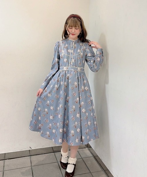 F i.n.t（フィント） ワンピース レース使いレトロ花柄ワンピース/fint