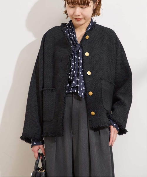 JOURNAL STANDARD ブラック ノーカラージャケット journal standard L'essage（ジャーナルスタンダード レサージュ