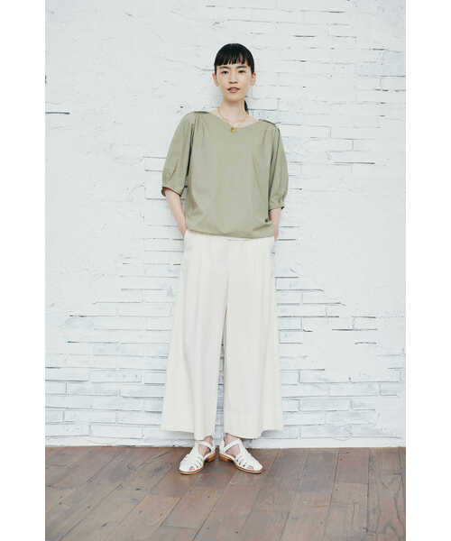 「human woman」 7分袖ブラウス MEDIUM カーキ レディース_画像3