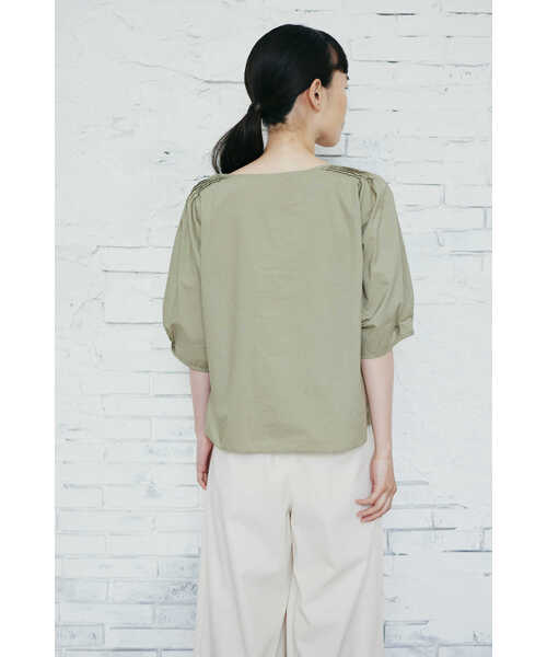 「human woman」 7分袖ブラウス MEDIUM カーキ レディース_画像5