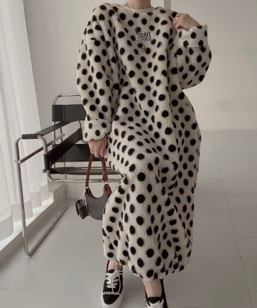 FAVORITO ワンピース ドット柄ボアワンピース : ZOZOTOWN Yahoo!店