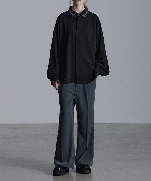 「Loose/ルース」 長袖シャツ X-SMALL チャコールグレー メンズ_画像2