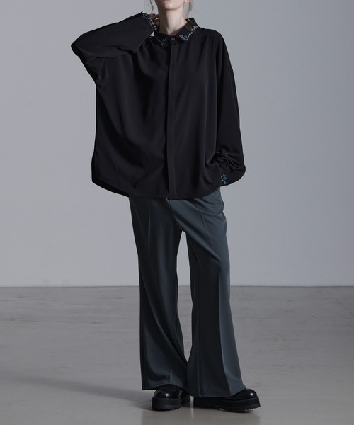 「Loose/ルース」 長袖シャツ X-SMALL チャコールグレー メンズ_画像3