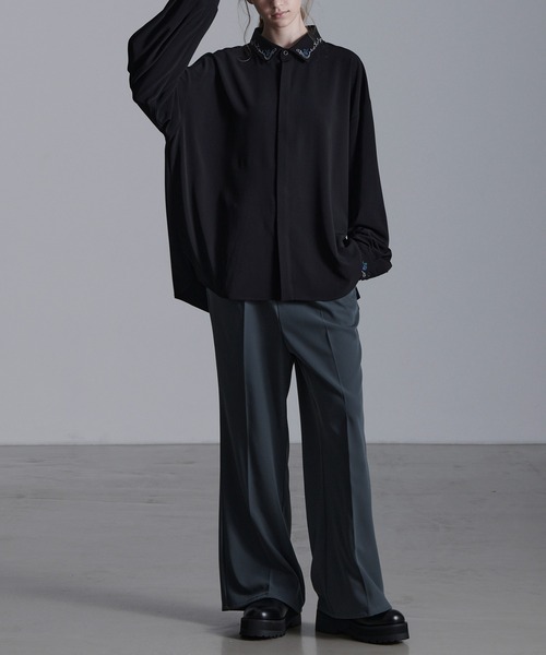 「Loose/ルース」 長袖シャツ X-SMALL チャコールグレー メンズ_画像5