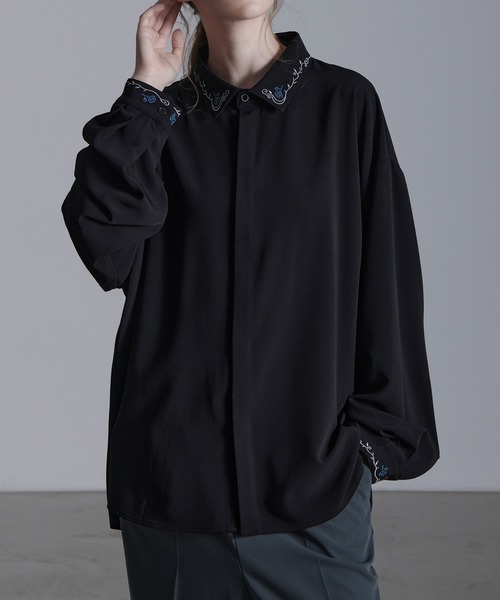 「Loose/ルース」 長袖シャツ X-SMALL チャコールグレー メンズ_画像6