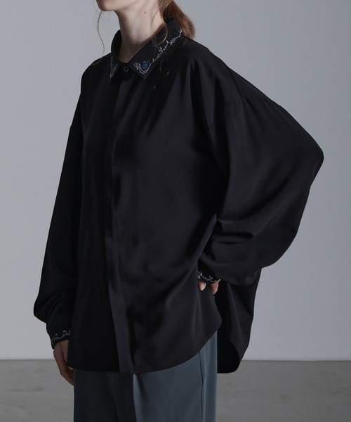 「Loose/ルース」 長袖シャツ X-SMALL チャコールグレー メンズ_画像9