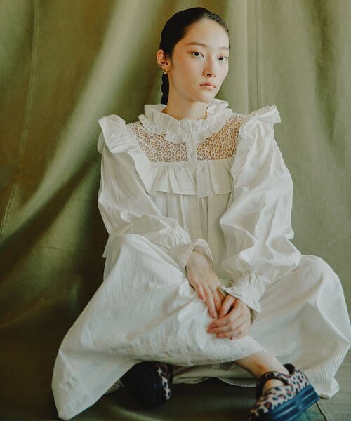 「Freada」 長袖ワンピース ONE SIZE ブラック レディース_画像2