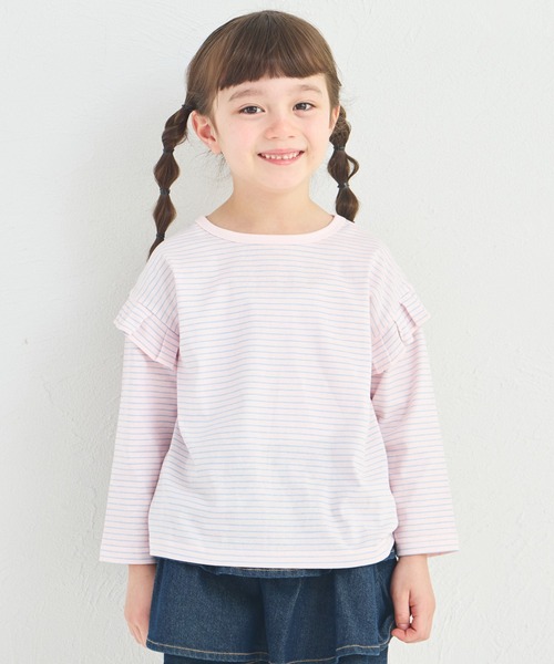 pairmanon（ペアマノン） tシャツ 「綿100%」ガールズ 袖フリル カラー 