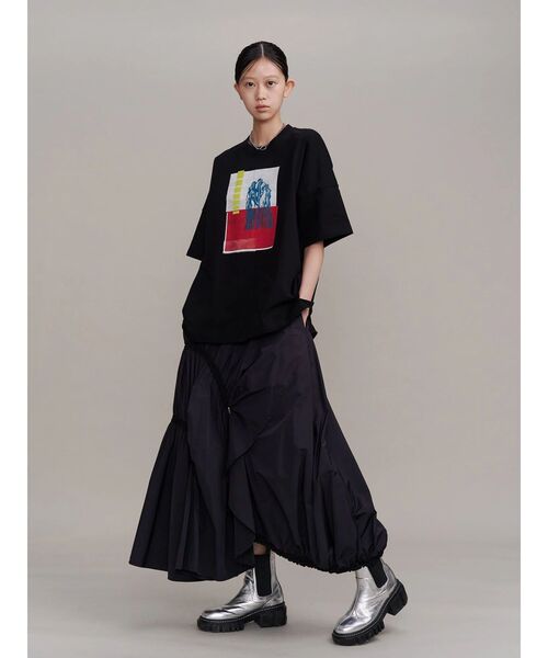 UN3D.（アンスリード） スカート WAVE DRAWSTRING FLARE SK / ウェーブ
