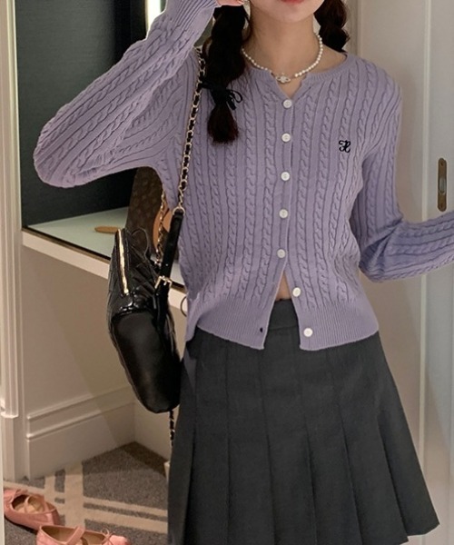 「Achic」 ニットカーディガン M ネイビー レディース_画像5