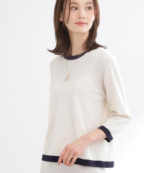 ニット セーター 「アンサンブル可」バイカラーニット レディースの画像