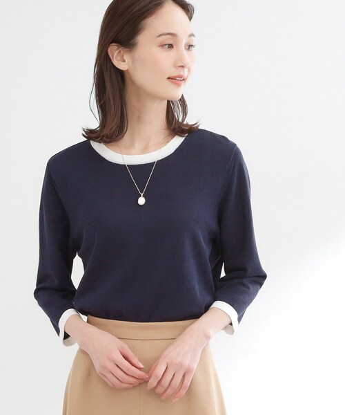ニット セーター 「アンサンブル可」バイカラーニット レディースの画像